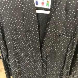 Details women’s Blazer Jacket Rayon One Button Long Sleeved Black White Slash